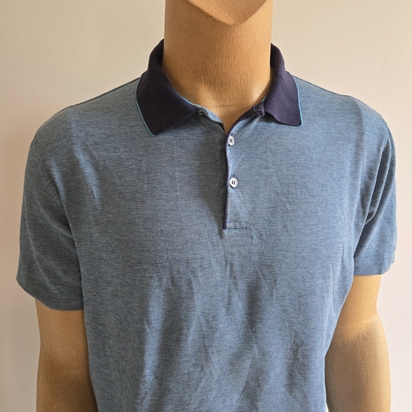 Ermenegildo Zegna Blue Polo with Dark Collar - Picture 1 of 8